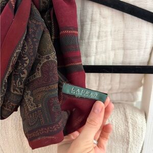 Vintage Ralph Lauren Burgundy and Brown Scarf